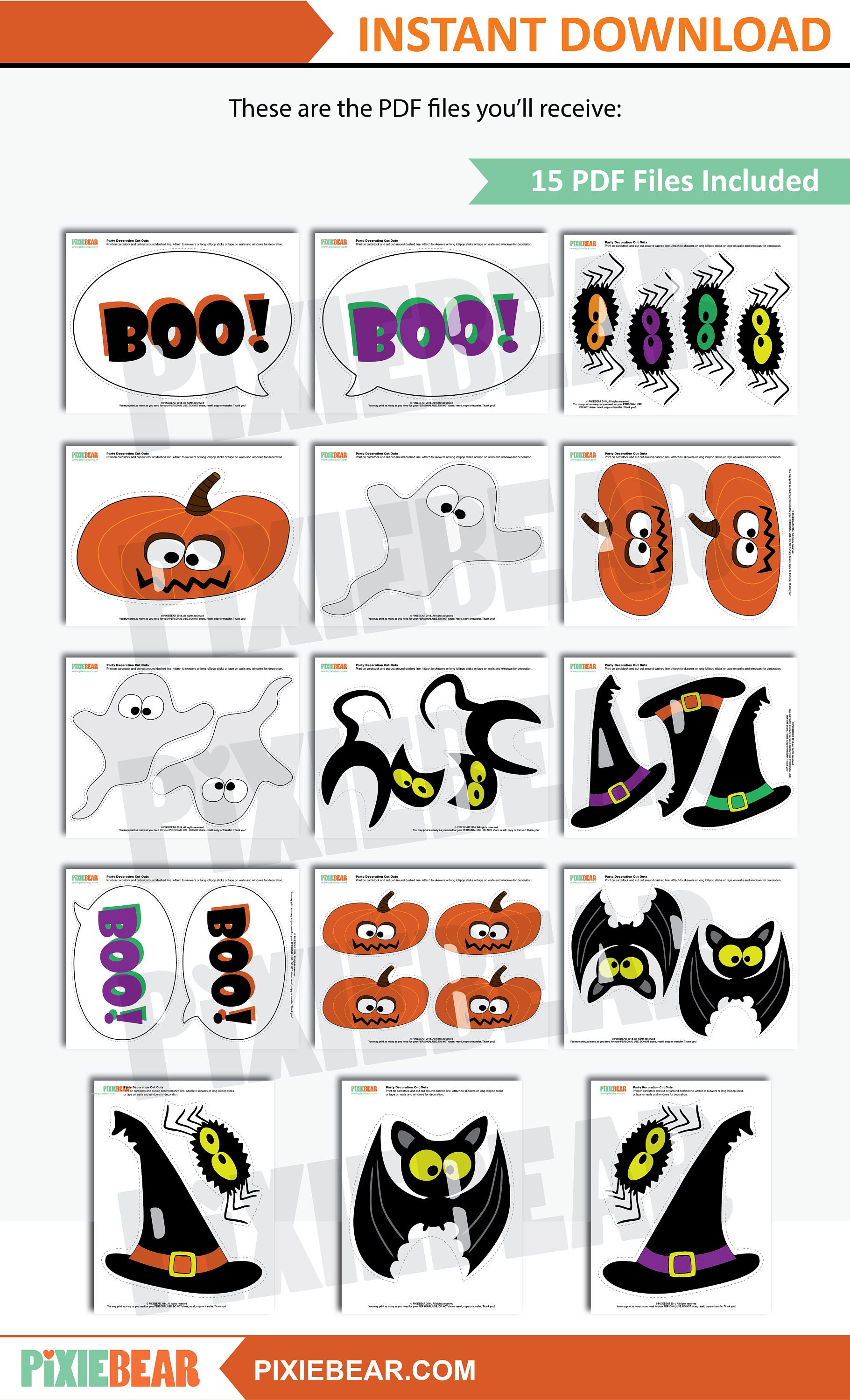 Trunk or Treat Decoration Printable Halloween Cutouts Cute - Etsy