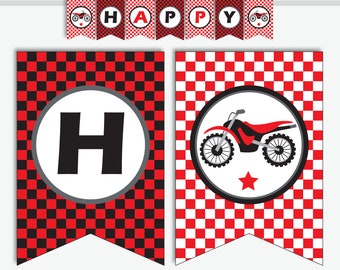 Printable Motorcycle Banner - Custom Birthday Banner for a Dirt Bike Party, Baby Shower Banner for a Motocross Party (Instant Download)