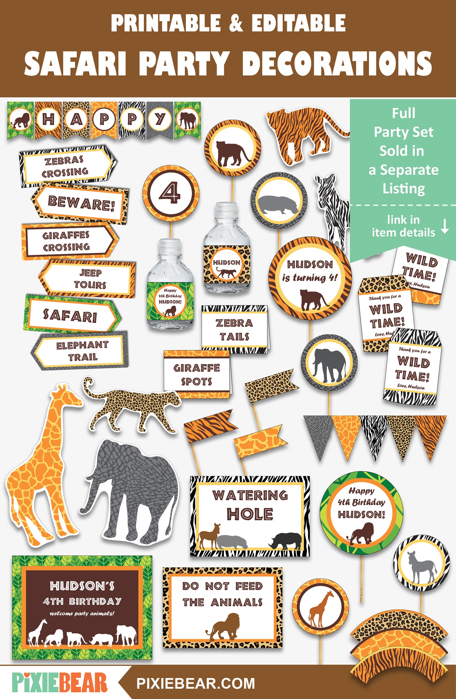 Safari Birthday Banner Printable Birthday Banner for a Jungle Party ...