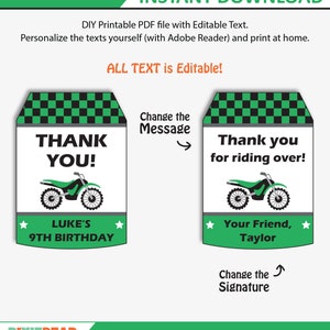 Motocross Party Thank You Tags Printable Favor Tags for a Dirt Bike Birthday, Thank you Labels for a Motorcycle Party Instant Download image 2
