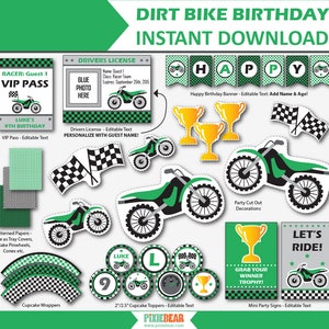 Dirt Bike Birthday Motocross Party Motorcycle Party Dirtbike Birthday Dirt Bike Decor Motocross Decor Instant Download image 3