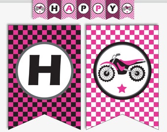 Printable Motocross Birthday Banner - Custom Banner for a Motorcycle Party, Baby Shower Banner for a Dirt Bike Party (Instant Download)