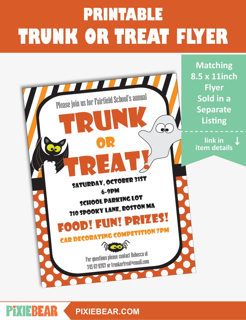Trunk or Treat Invitation Trunk or Treat Invites Halloween Etsy
