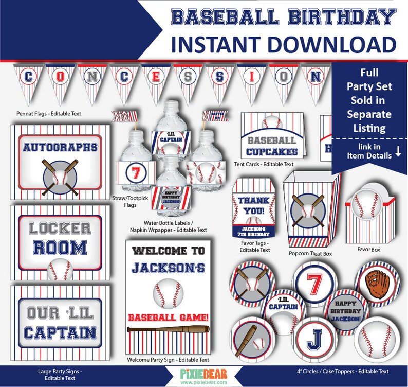 Baseball Invitations, Baseball Party Invitations, Baseball Birthday Invitations, Baseball Ticket Invitation, Editable PDF Instant Download image 6