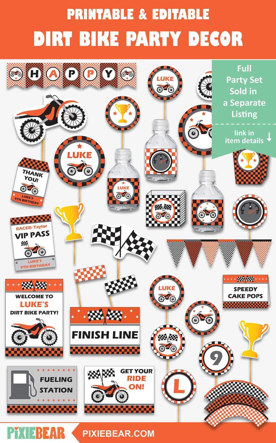 Motocross Cupcake Toppers Printable Motorcycle Party Toppers | Etsy