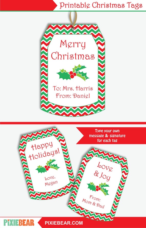 Santa Hat Monogram Stickers - Christmas Stickers - Gift Tags - So Fontsy