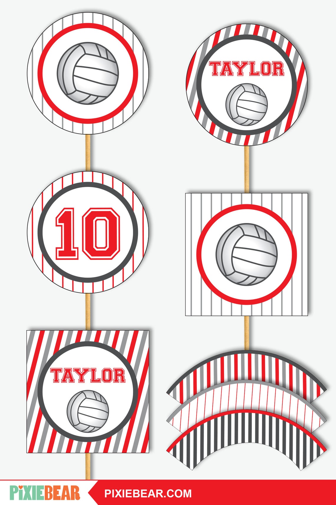 Volleyball Cupcake Toppers Volleyball Topper Volleyball Etsy