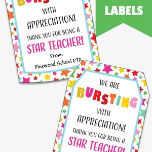 Bursting With Appreciation Tag, Printable Teacher Appreciation Thank ...