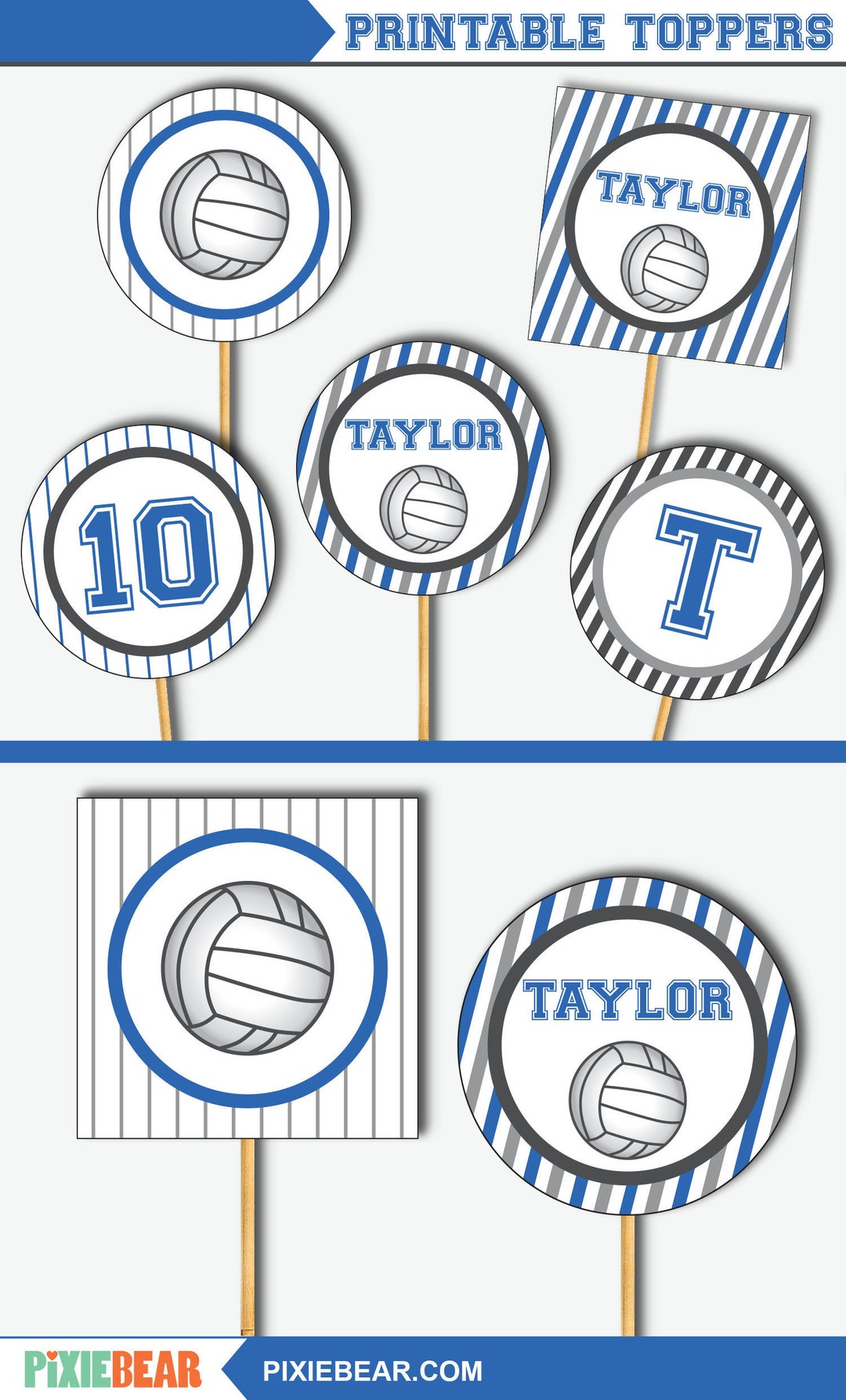 Volleyball Cupcake Toppers Printable Volleyball Party Topper