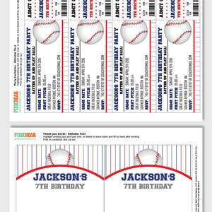 Baseball Invitations, Baseball Party Invitations, Baseball Birthday Invitations, Baseball Ticket Invitation, Editable PDF Instant Download image 3