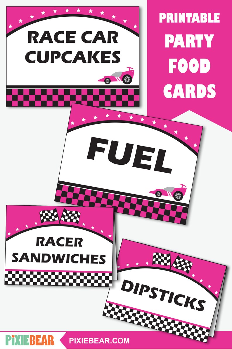 Racing Party Food Labels Printable Race Car Birthday Buffet - Etsy