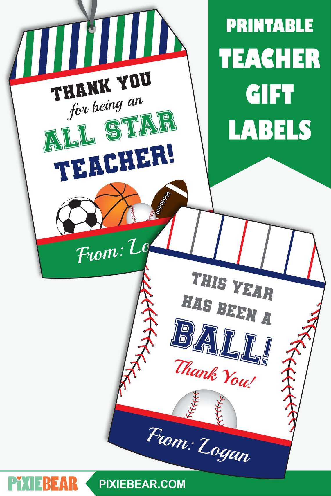 Sports Teacher Appreciation Thank You Tag Printable Coach Etsy
