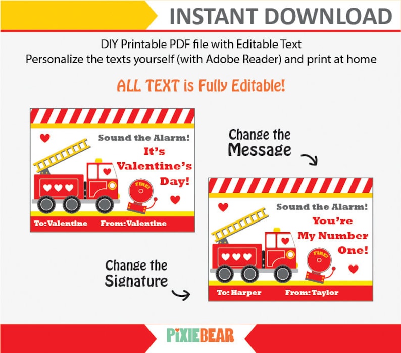 firetruck-valentine-cards-fire-truck-valentine-firetruck-etsy