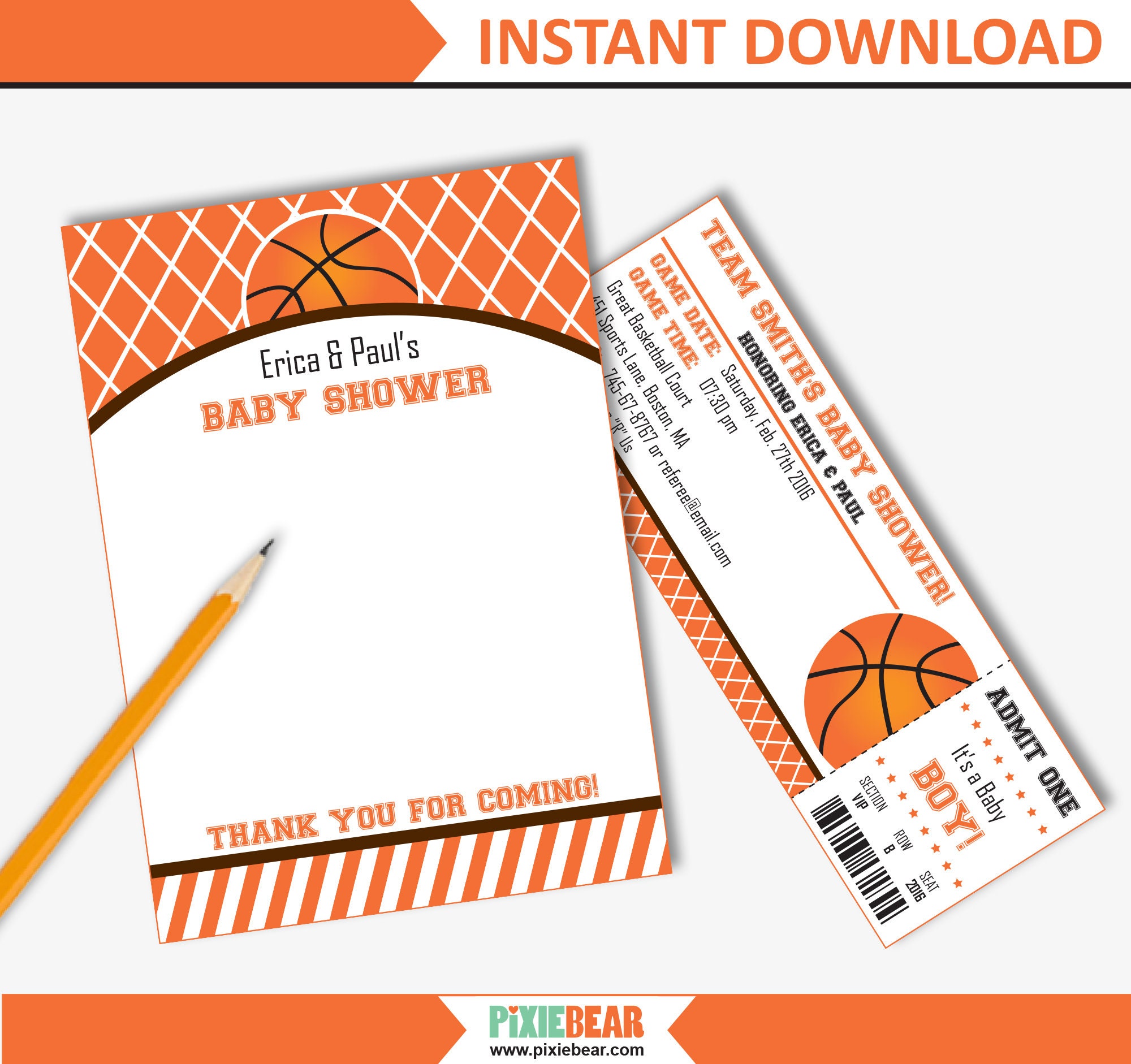 Basketball Baby Shower Invitation Baby Shower Invitation for Etsy