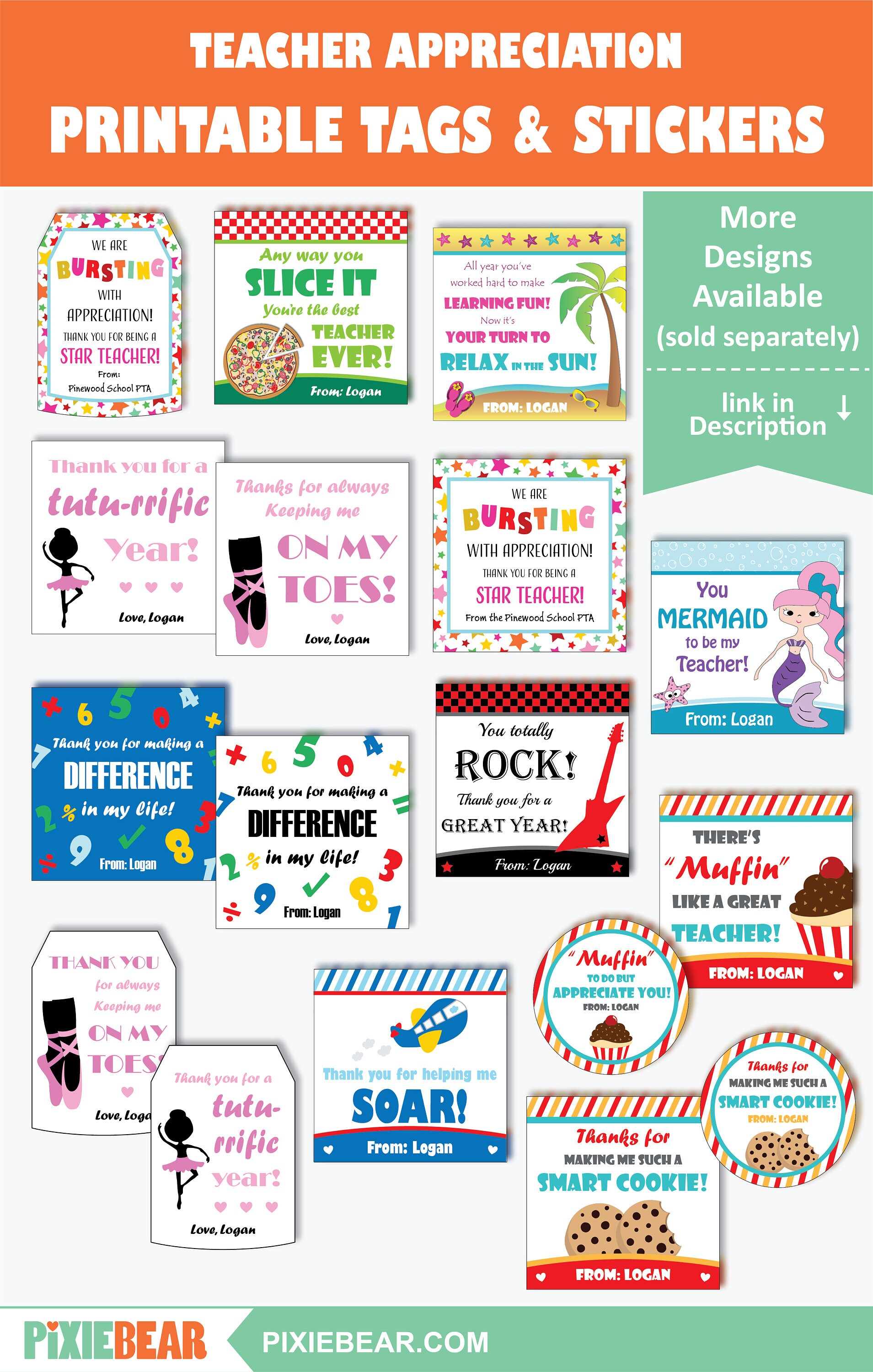 Beach Teacher Appreciation Tag Printable Teacher | Etsy