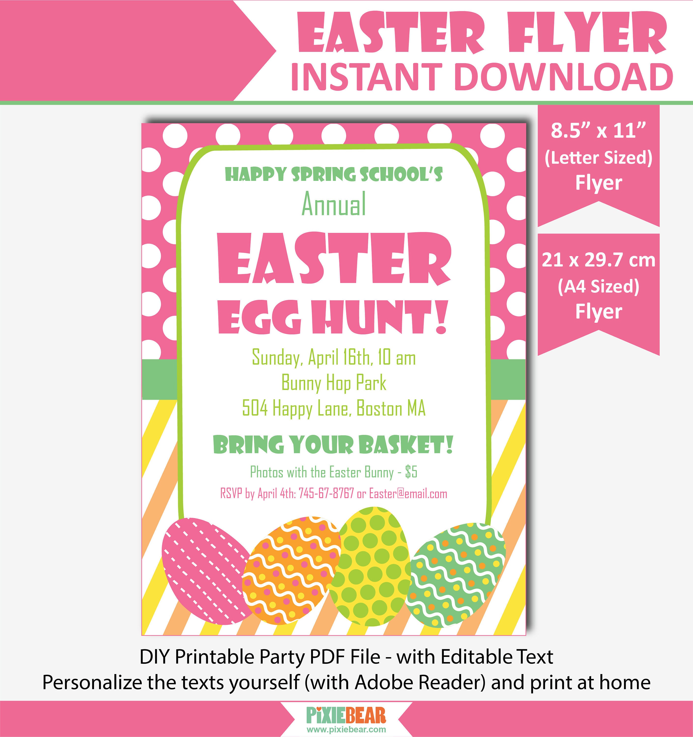 Easter Flyer Easter Egg Hunt Flyer Template Easter - Etsy