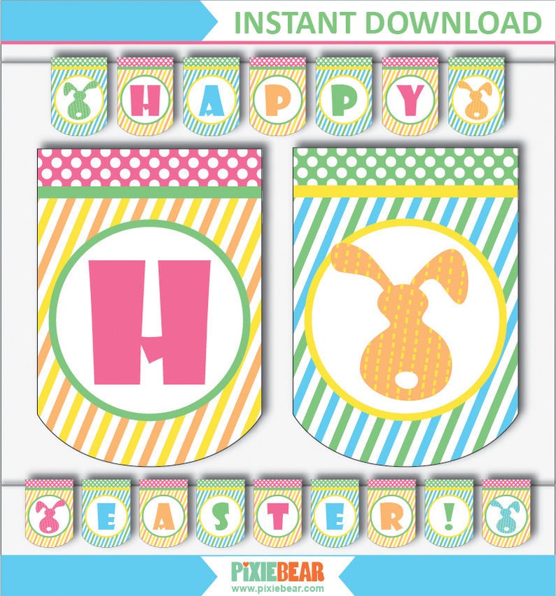 Easter decorations Instant Download Easter decor Easter party Easter Banner Easter printable Easter Garland Happy Easter banner