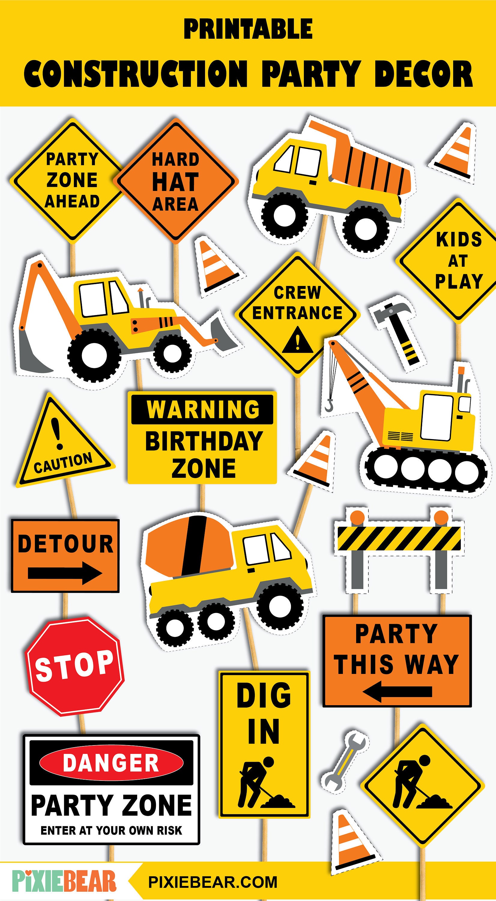 Party D cor Construction Birthday Construction Theme Cake Topper 