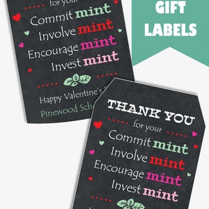 Teacher Valentine Tags Printable Valentine's Day Mint Gift Tags ...