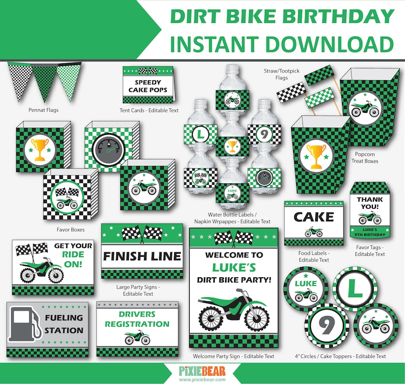 Dirt Bike Birthday Motocross Party Motorcycle Party Dirtbike Birthday Dirt Bike Decor Motocross Decor Instant Download image 2