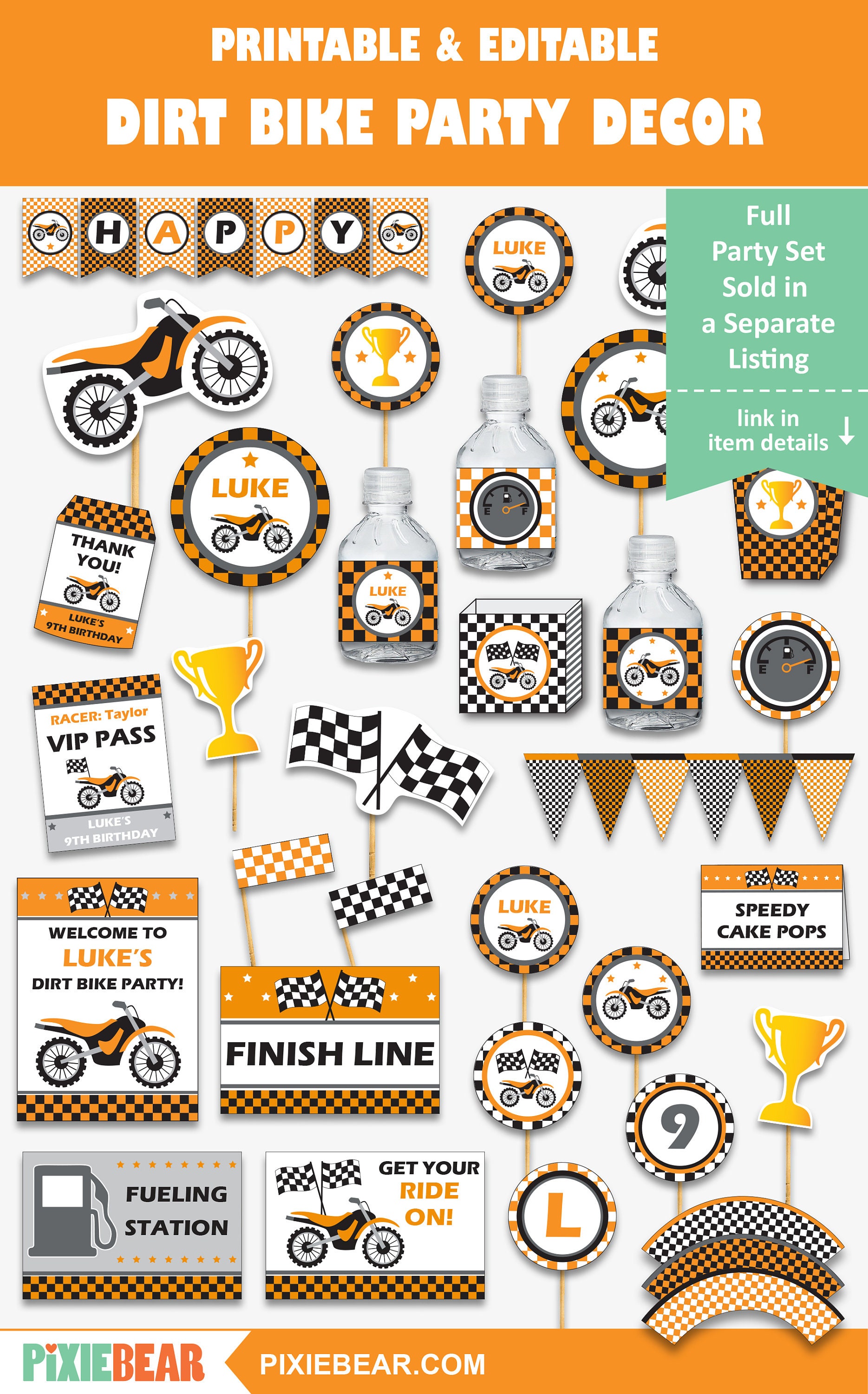 Motocross Cupcake Toppers Printable Dirt Bike Birthday Etsy