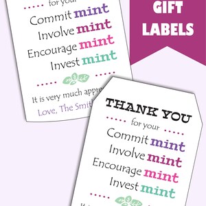 Mint Teacher Appreciation Labels Printable Mint Teacher Thank You Tags ...
