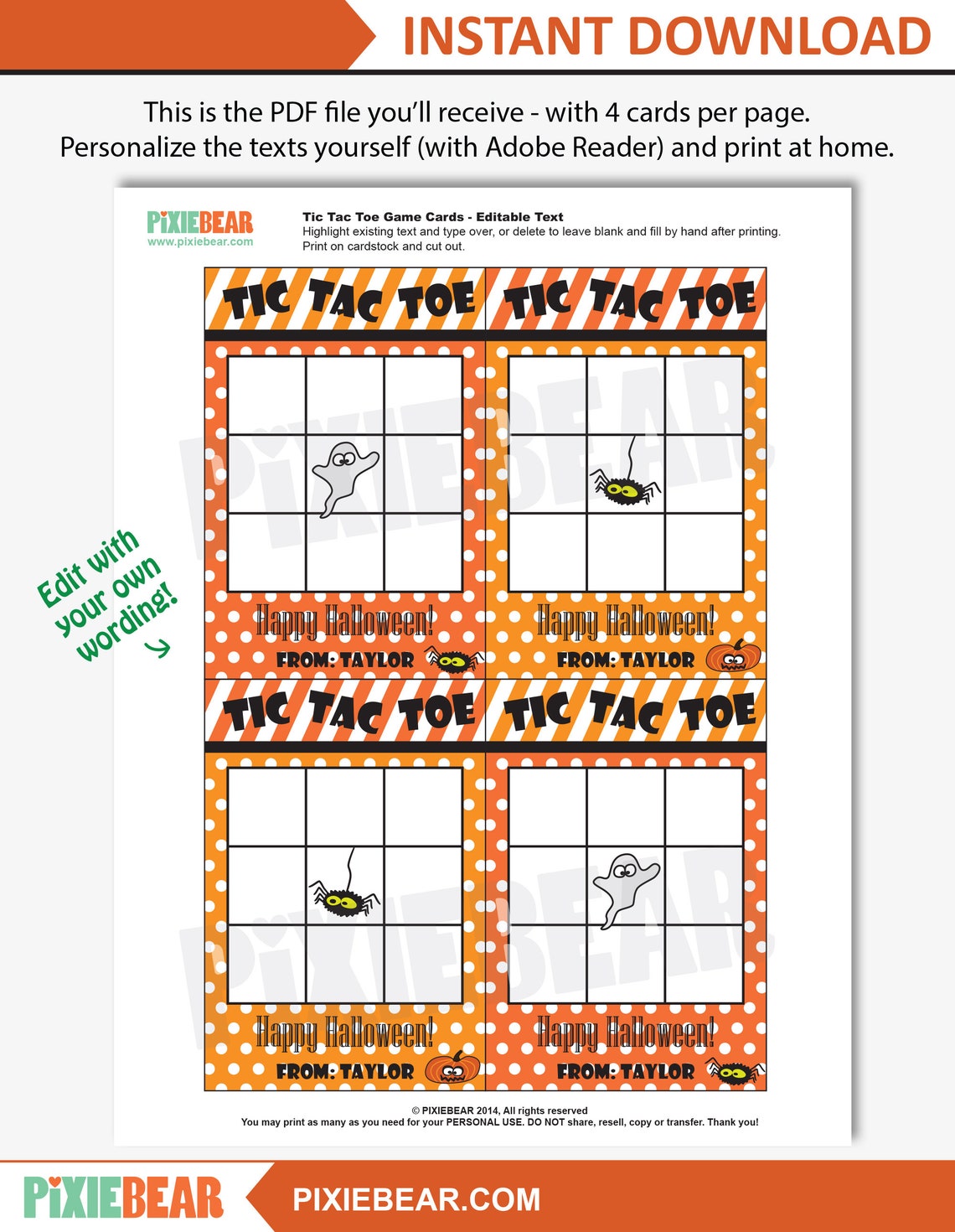 Halloween Tic Tac Toe Halloween Tic Tac Toe Printable | Etsy Israel