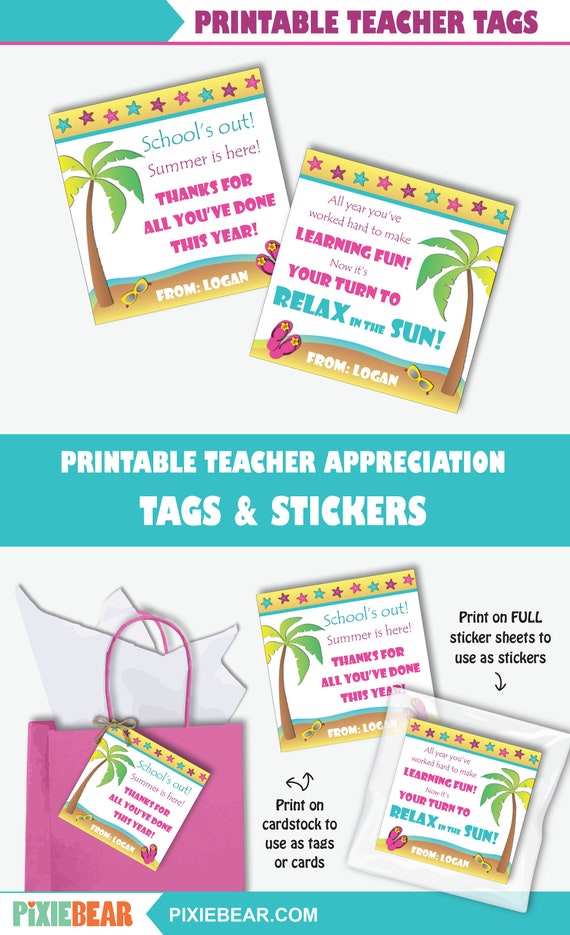 Instant DownloadB002 Editable Teacher Gift Tag Template Personalized Ocean Thank You Tag Beach Favor Tag Teacher Appreciation Gift Tag