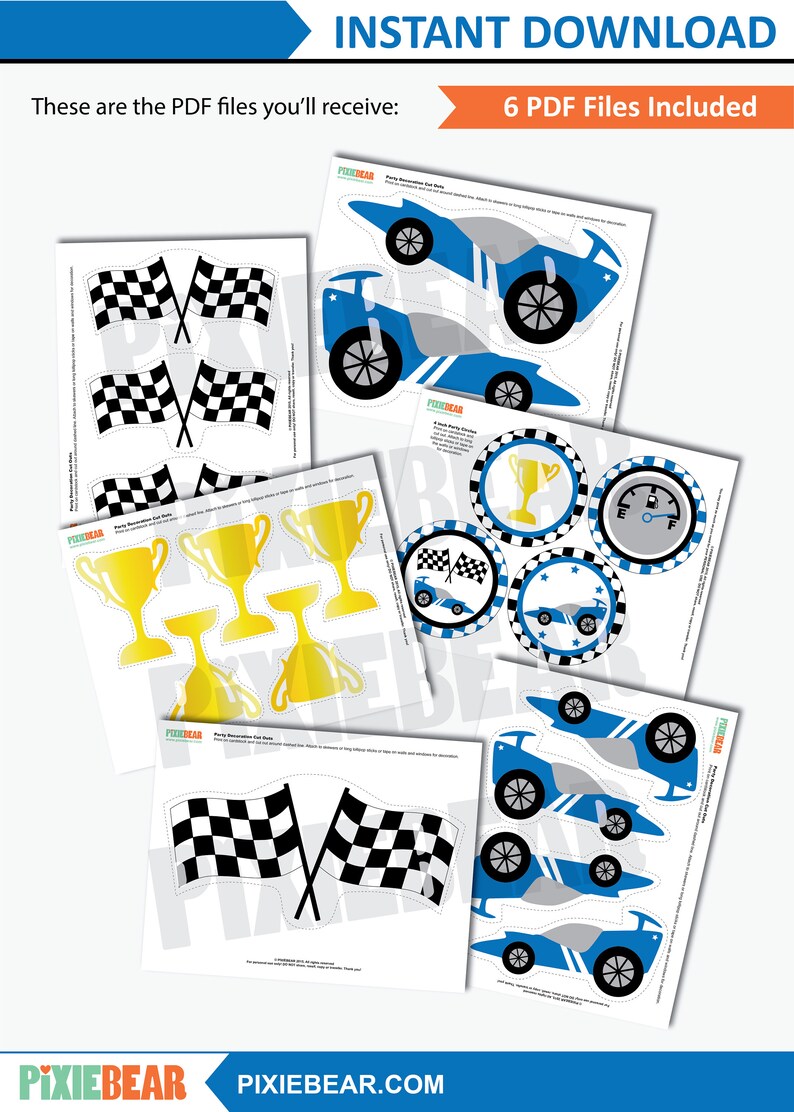 Printable Race Car Party Decorations Race Car Birthday | Etsy