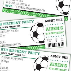 Soccer Party Invitation Soccer Birthday Invitation Soccer Invitation Soccer Ticket Invitation Printable Instant Download image 1