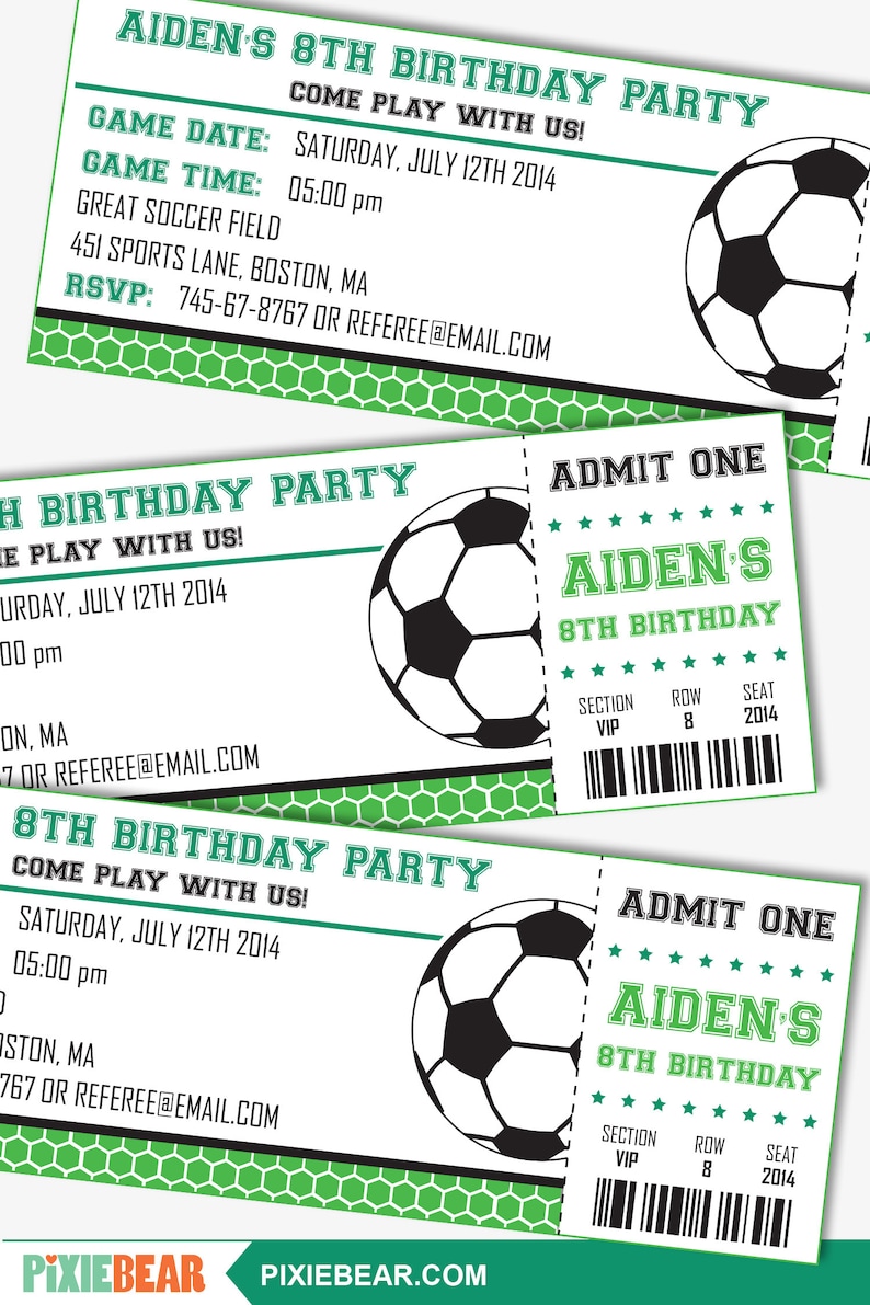 Soccer Party Invitation Soccer Birthday Invitation Soccer Invitation Soccer Ticket Invitation Printable Instant Download image 1
