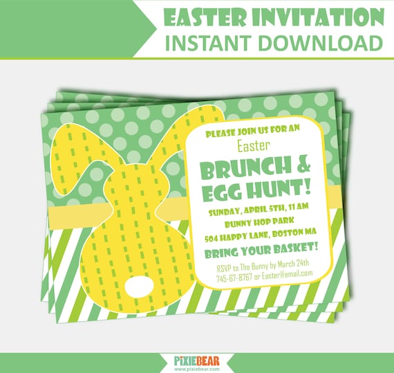 Easter Brunch Invitation Easter Party Invitation Easter Egg Hunt