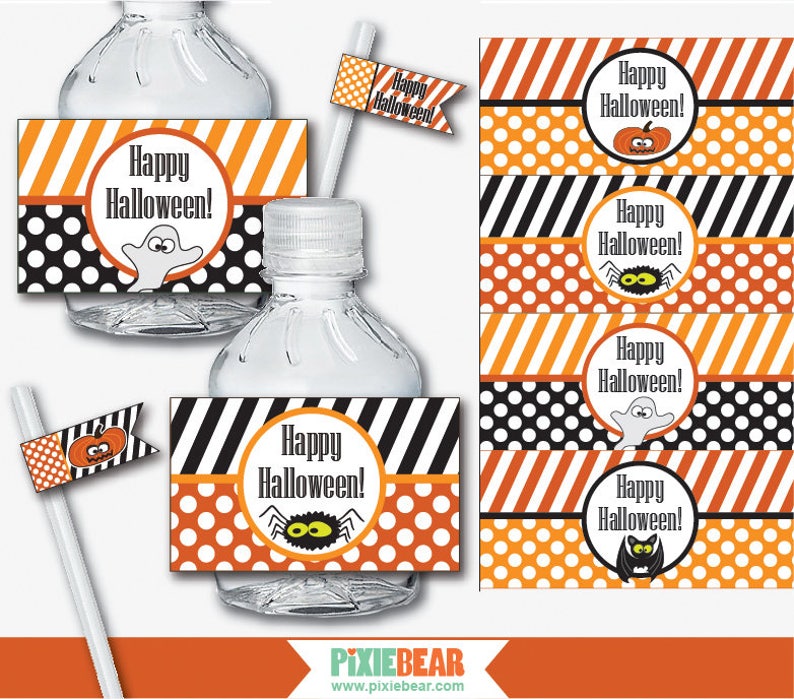 Halloween Water Bottle Labels Halloween Bottle Labels Etsy