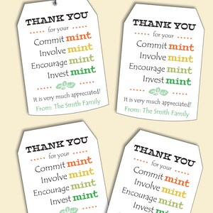 Teacher Appreciation Mint Tags Printable Mint Teacher Labels, Teacher ...