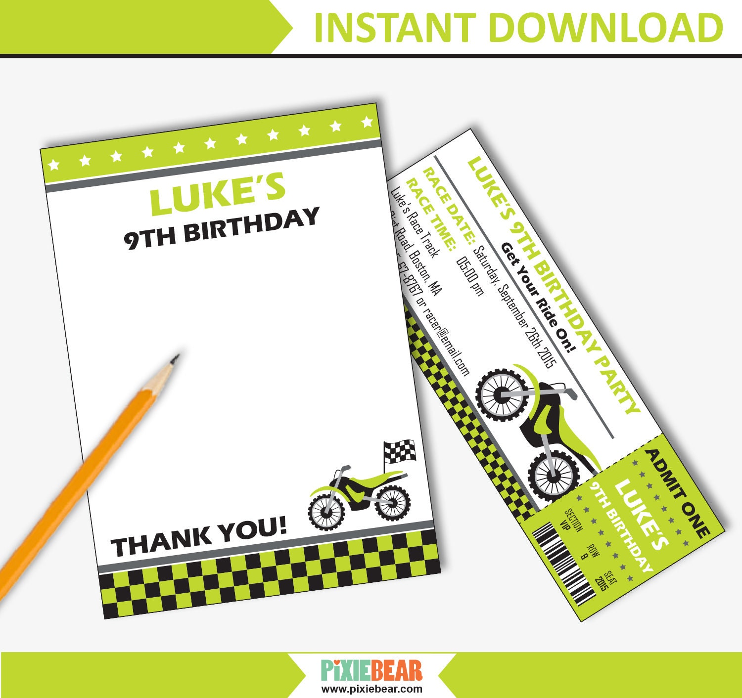 Dirt Bike Invitation Printable Motorcycle Birthday - Etsy Israel