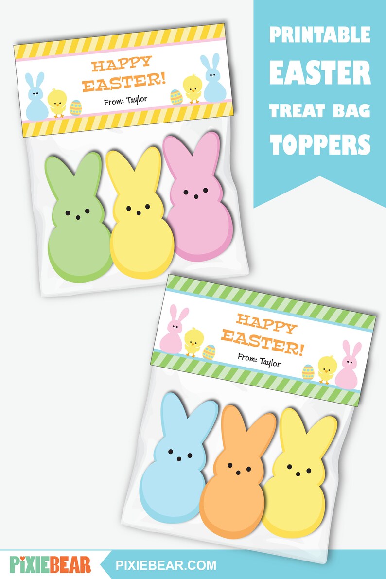 Easter Treat Bag Toppers Printable Easter Bunny Bag Toppers - Etsy