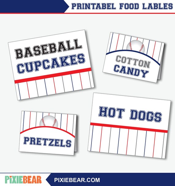 Baseball Food Labels - Baseball Food Tent Cards, Buffet Signs or Place Cards for a Party or Baby Shower (Instant Download Editable PDF) Il_570xn