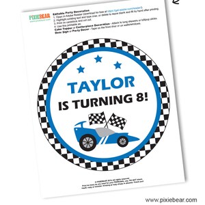 Race Car Cupcake Toppers, Printable Race Car Party Decorations, Race ...