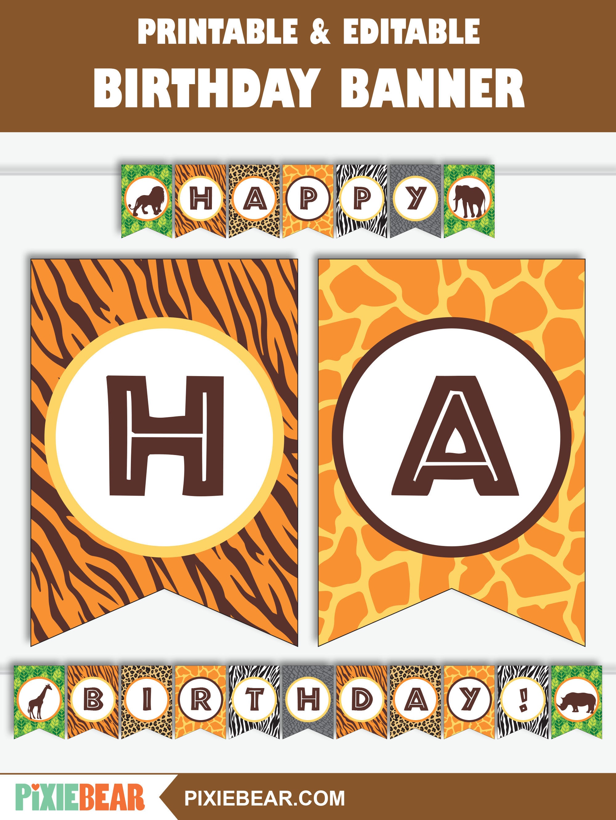 Safari Birthday Banner Printable Birthday Banner For A Etsy Safari Birthday Banner Printable Birthday Banner For A Etsy