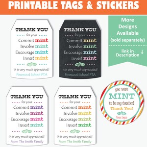 Teacher Appreciation Mint Tags Printable Mint Teacher Labels, Teacher ...