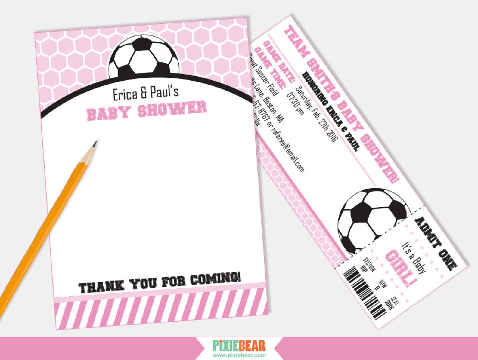 Soccer Baby Shower Invitation in Pink Soccer Baby Shower Etsy