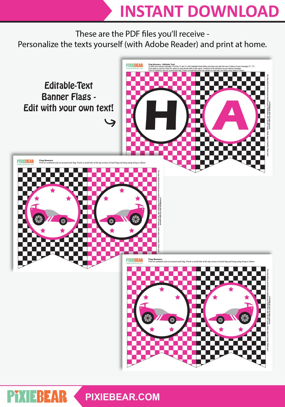 Race Car Banner Printable Race Car Birthday Banner for a Go Etsy