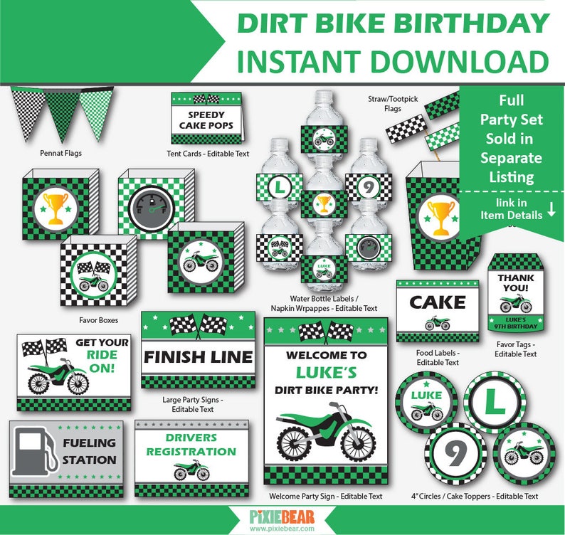 Motorcycle Party Cupcake Toppers Dirt Bike Birthday Party Etsy
