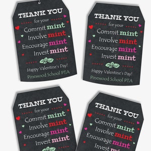 Teacher Valentine Tags Printable Valentine's Day Mint Gift Tags ...