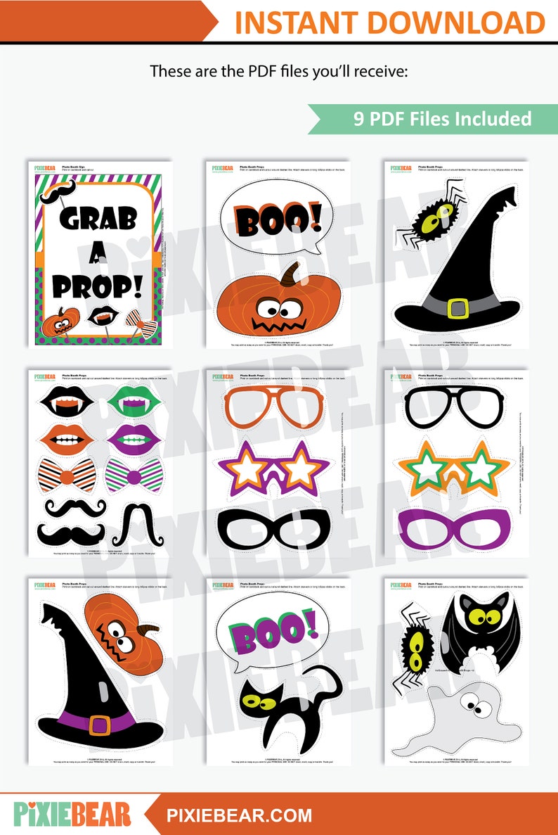 Halloween Photo Booth Props Printable Halloween Party Photo Etsy