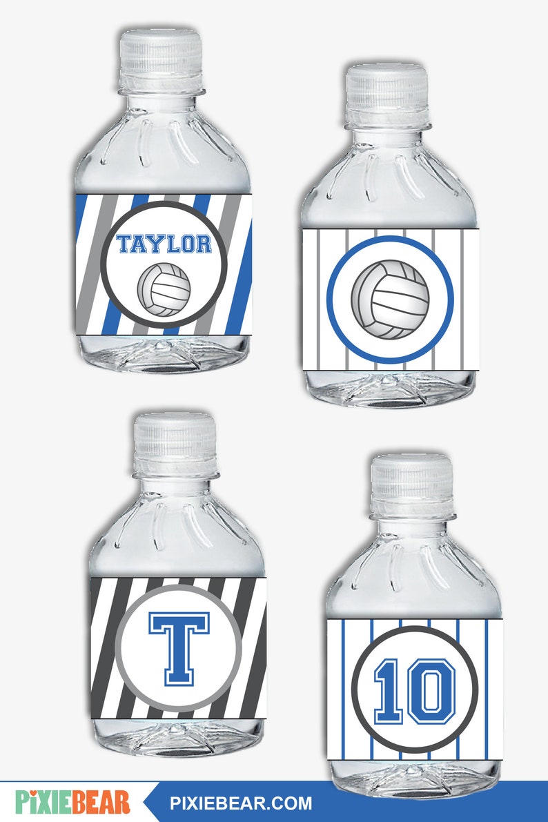 Volleyball Water Bottle Labels Water Bottle Wrappers Etsy