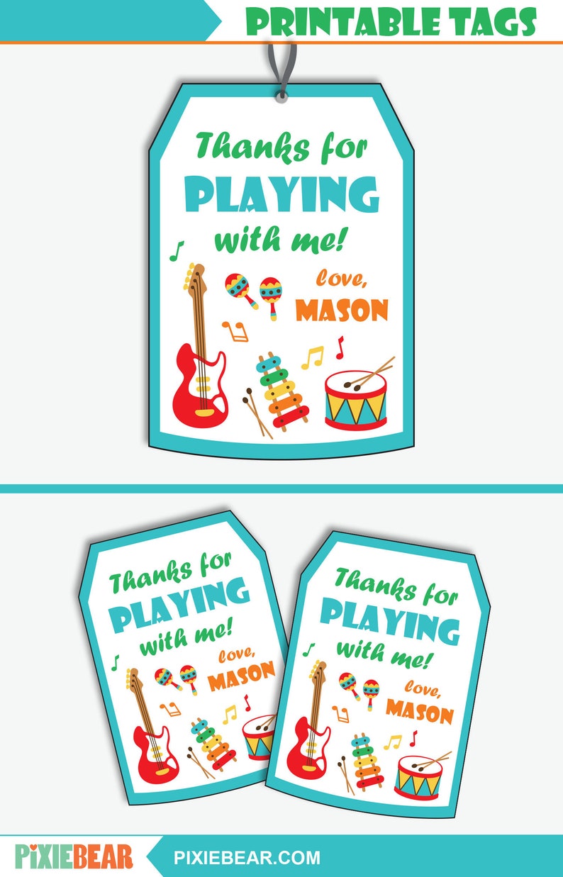 Music Gift Tag Printable Music Party Thank You Tag Music - Etsy