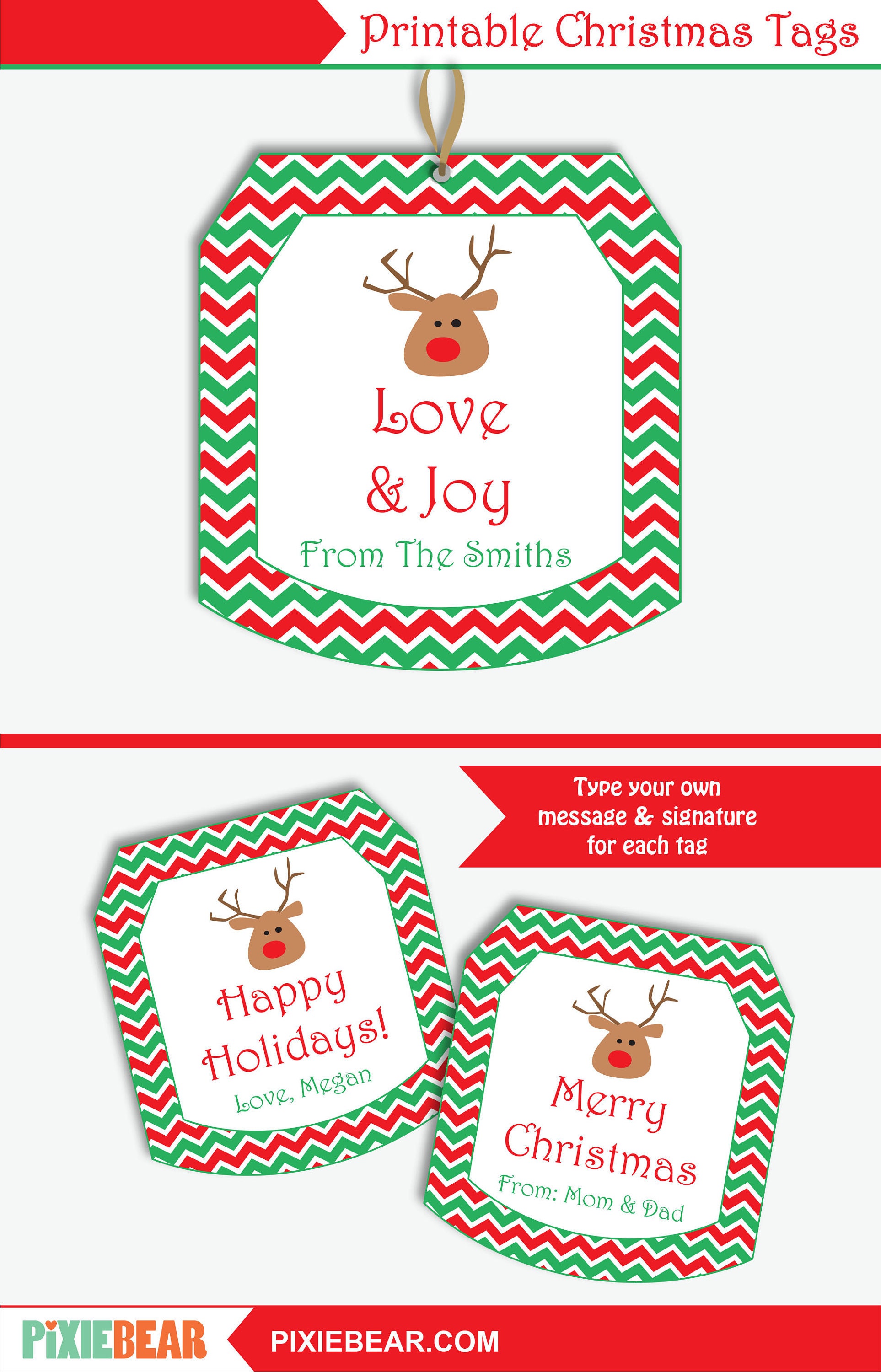 Christmas Gift Tags Printable Tags for Kids, Personalized Christmas Labels,  Christmas Teacher Tags, Editable Holiday Tags Template 