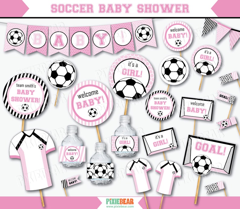 Soccer Baby Shower for Girl Pink Baby Shower Soccer Baby Etsy