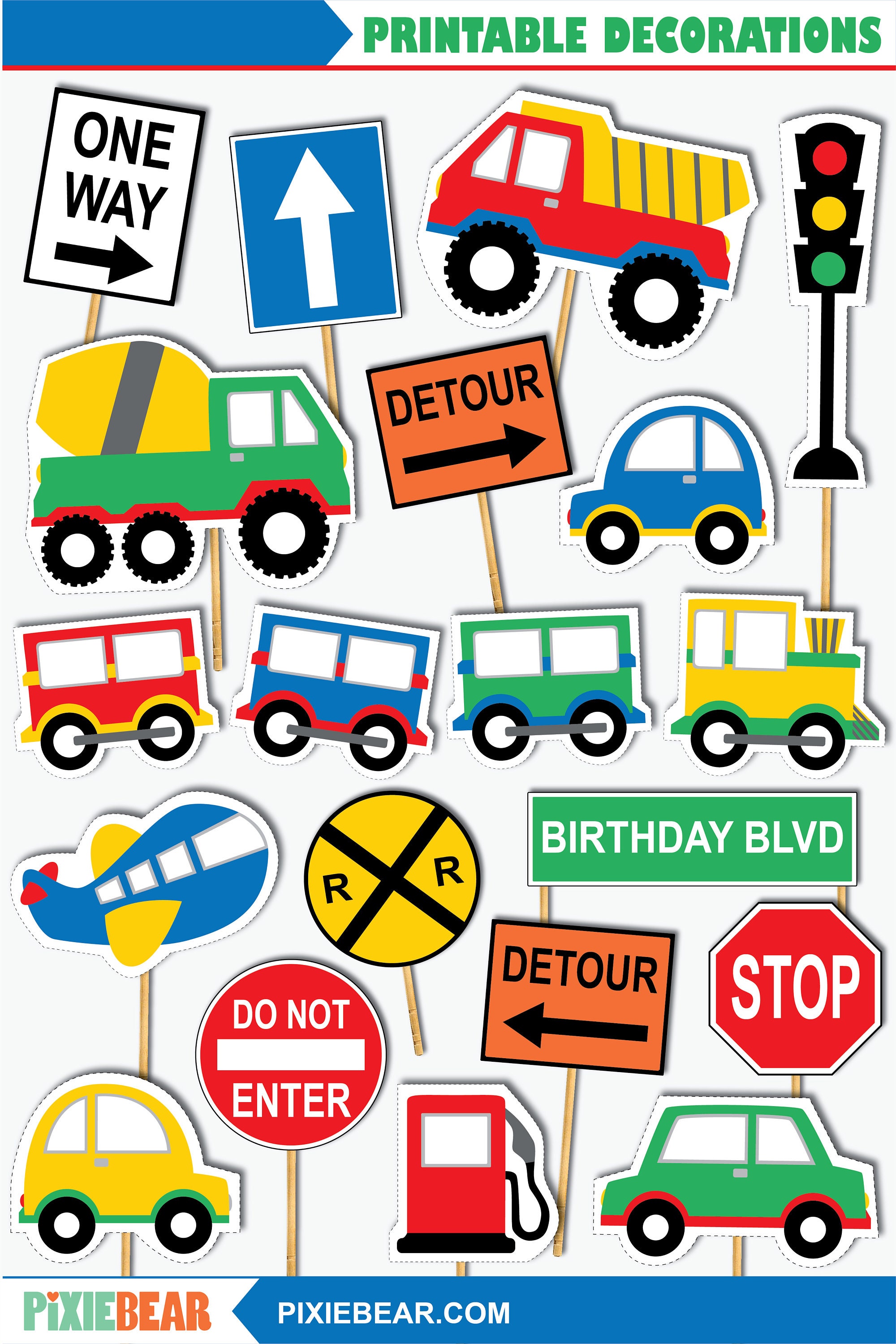 Transportation Signs Printable Transportation Birthday Etsy